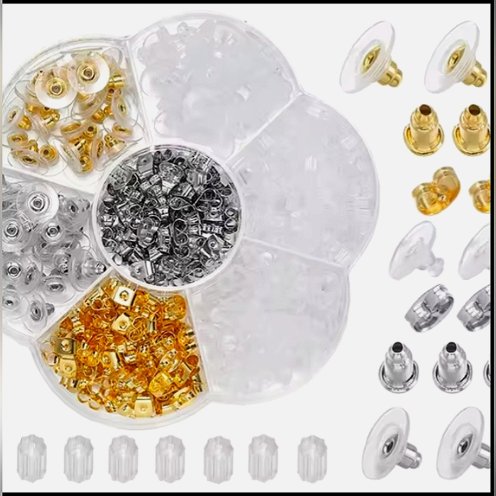 Earring Backs Gold Silver Clear Silicone Earrings Fastener Replacement - Picture 2 of 10